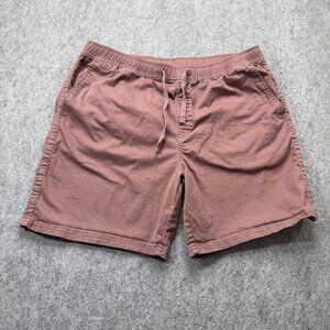 Katin Patio Shorts Men XL Red Maroon Stretch Twill Elastic 8" Drawstring Surf